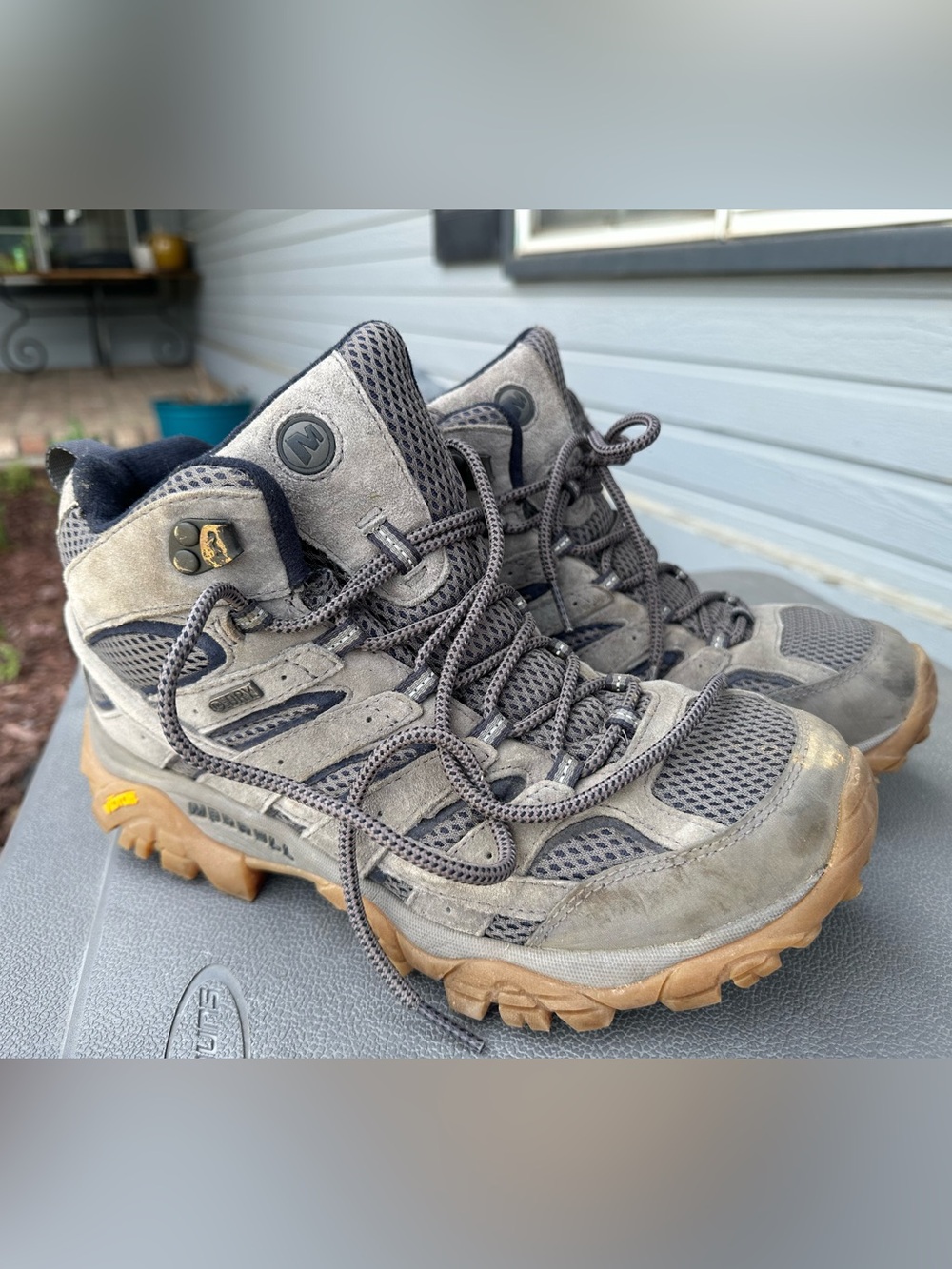 Merrell Gray and Brown Trail Mid-Height Hiking Boots
